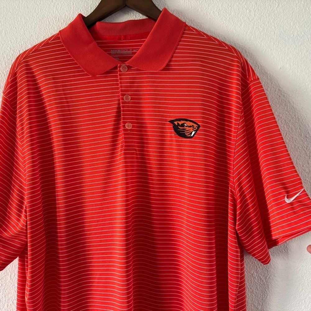 Nike Golf Tour Performance OSU BEAVERS Stripe Polo Shirt XXL NEW โ15 Collector - Picture 2 of 8
